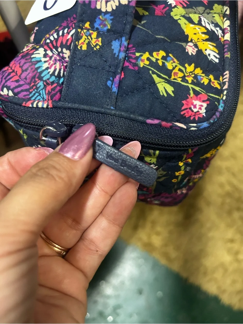 Vera Bradley Quilted Floral Cosmetic Pouch - Navy Multicolor